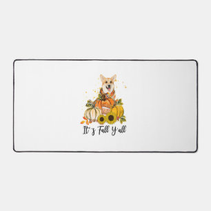 It's Fall Y'all Corgi Pumpkin Thanksgiving Desk Mat