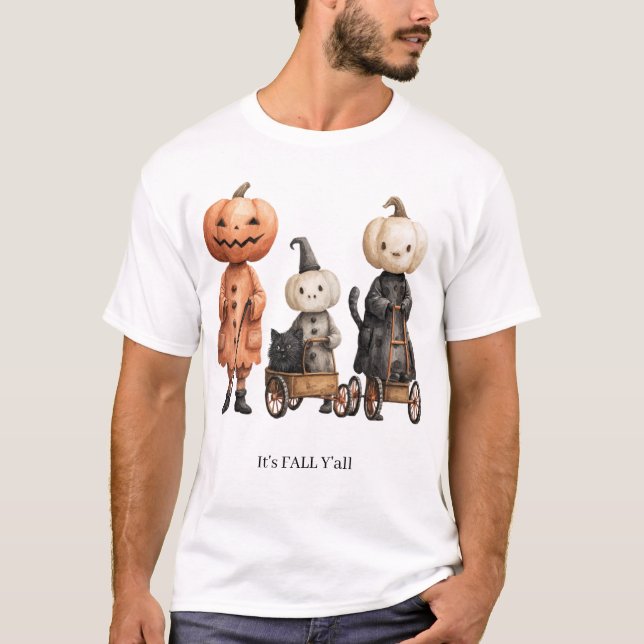 It's FALL Y'all Creepy Pumpkin Family T-Shirt (Front)