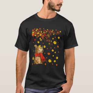 I'ts Fall Y'all Cute Cat Autumn Maple Leaf Falling T-Shirt