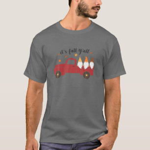 It's Fall Y'all Cute Gnomes Pumpkin Autumn Tree Fa T-Shirt
