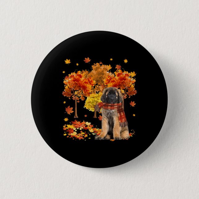It's Fall Y'all Cute Leonberger Autumn Tree Fall L 6 Cm Round Badge (Front)
