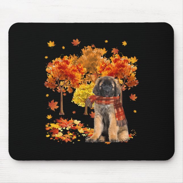 It's Fall Y'all Cute Leonberger Autumn Tree Fall L Mouse Mat (Front)