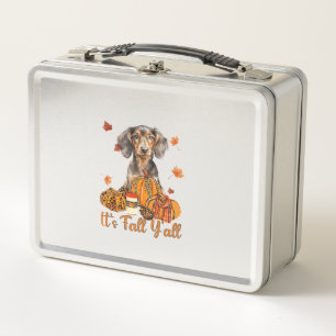 Its Fall Y'all Dachshund Dog Fall Scarf Autumn Pum Metal Lunch Box