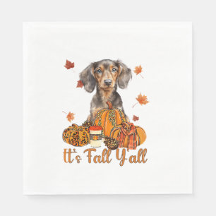 Its Fall Y'all Dachshund Dog Fall Scarf Autumn Pum Napkin