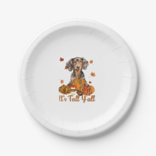 Its Fall Y'all Dachshund Dog Fall Scarf Autumn Pum Paper Plate