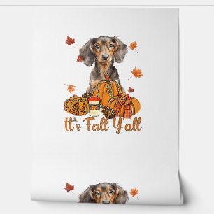 Its Fall Y'all Dachshund Dog Fall Scarf Autumn Pum Wallpaper