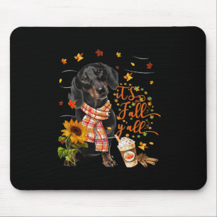 It's Fall Y'all Dachshund Dog Thanksgiving Hallowe Mouse Mat