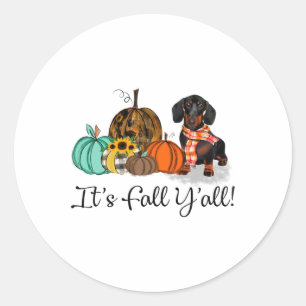 It's Fall Y'all Dachshund Pumpkin Dog Halloween Co Classic Round Sticker