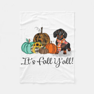 It's Fall Y'all Dachshund Pumpkin Dog Halloween Co Fleece Blanket