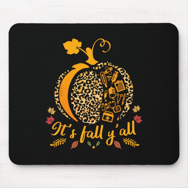 Its Fall yall Fall Nurse Scrub Tops Leopard Pumpki Mouse Mat (Front)