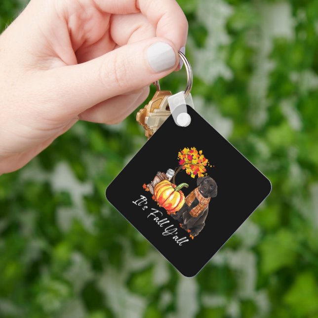 Its Fall YAll Fall Tees Labrador Black Key Ring (Hand)