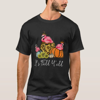 Its Fall Yall Flamingo Lover Leopard Pumpkin Falli T-Shirt