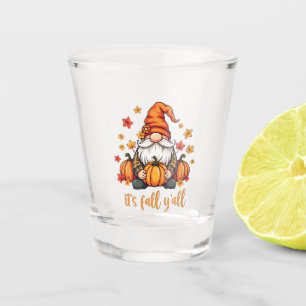 It's Fall Y'all Gnomes Pumpkin Autumn Thanksgiving Shot Glass