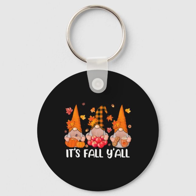 It's Fall Y'all Gnomes Thanksgiving Halloween Autu Key Ring (Front)