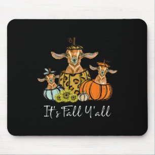 It's Fall Y'all Goat Animal Leopard Pumpkin Fallin Mouse Mat