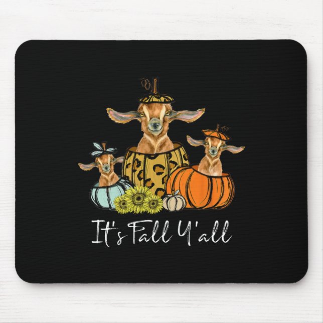 It's Fall Y'all Goat Animal Leopard Pumpkin Fallin Mouse Mat (Front)