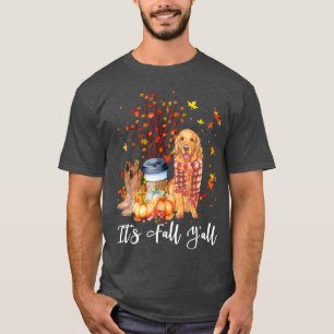 Its Fall Yall Golden Retriever Dog Pumpkin Fall Au T-Shirt
