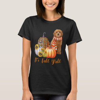 It's Fall Y'all Goldendoodle Dog Leopard Pumpkin F T-Shirt