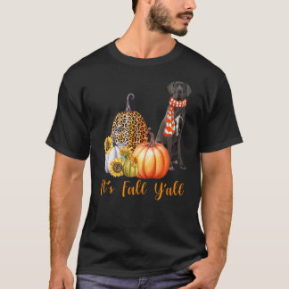 It's Fall Y'all Great Dane Dog Leopard Pumpkin Fal T-Shirt
