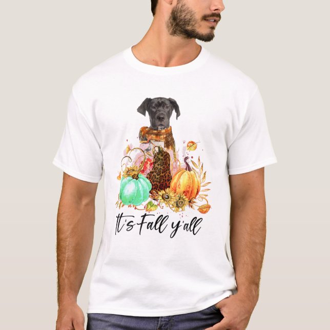 It's Fall Y'all - Great Dane Dog Lovers Autumn Sea T-Shirt (Front)