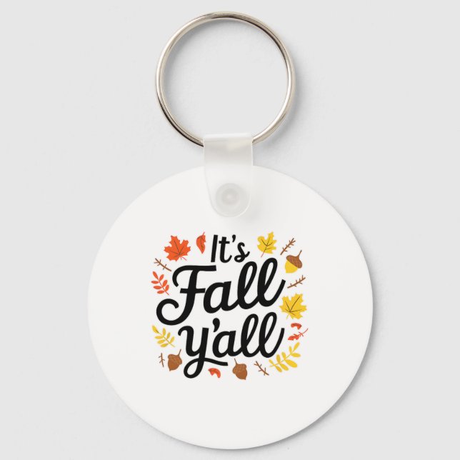 It's Fall Yall Halloween Bats Pumpkin Fall Hallowe Key Ring (Front)