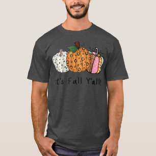 Its Fall Yall Happy Fall Leopard Pumpkins Autumn D T-Shirt