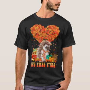 It's Fall Y'all Hedgehog Pumpkin Autumn Tree Thank T-Shirt