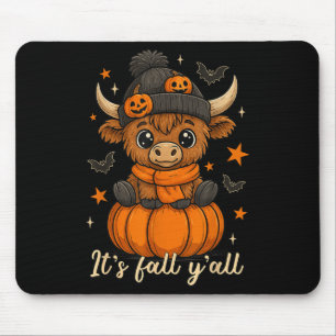 Its Fall Yall Highland Cow Pumpkin Fall Cow Thanks Mouse Mat