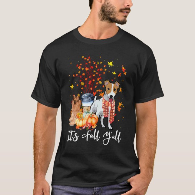It's Fall Y'all Jack Russell Terrier Dog Pumpkin F T-Shirt (Front)