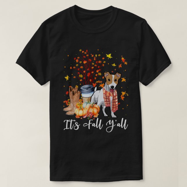 It's Fall Y'all Jack Russell Terrier Dog Pumpkin F T-Shirt (Design Front)
