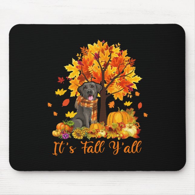 It's Fall Y'all Labrador Black Lab Halloween Thank Mouse Mat (Front)