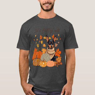 Its Fall Yall Miniature Pinscher with Pumpkins and T-Shirt
