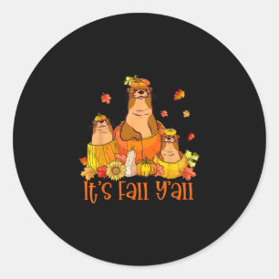 It's Fall Y'all Otters Pumpkin Outfit For Fall Sea Classic Round Sticker