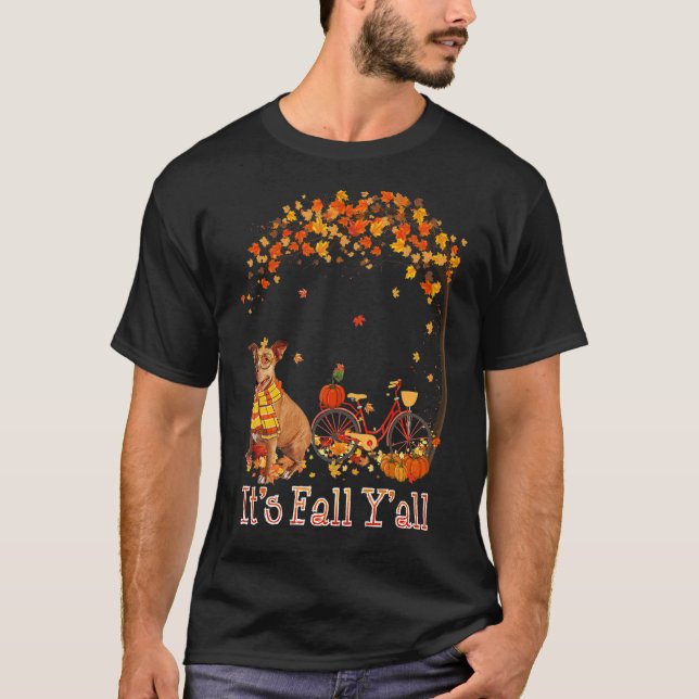 It's Fall Y'all Pitbull Bike Pumpkin Spice Autumn  T-Shirt (Front)