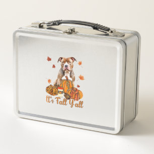 It's Fall Y'all Pitbull Dog Fall Scarf Autumn Pump Metal Lunch Box