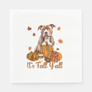 It's Fall Y'all Pitbull Dog Fall Scarf Autumn Pump Napkin
