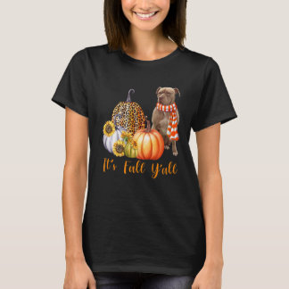It's Fall Y'all Pitbull Dog Leopard Pumpkin Fall T-Shirt