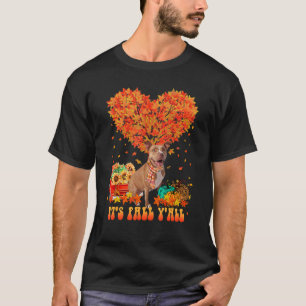 It's Fall Y'all Pitbull Dog Pumpkin Autumn Tree Th T-Shirt