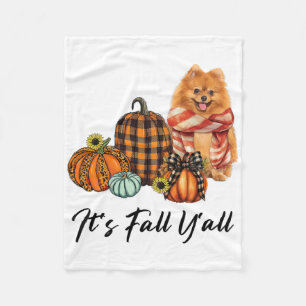 It's Fall Y'all Pomeranian Dog Leopard Coquette Bo Fleece Blanket
