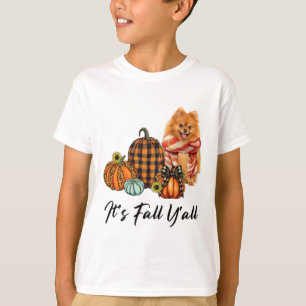 It's Fall Y'all Pomeranian Dog Leopard Coquette Bo T-Shirt