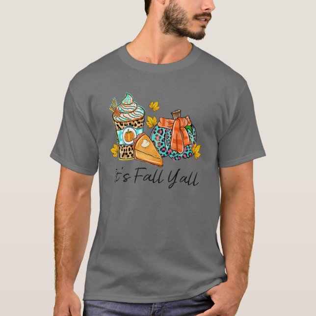 It's Fall Y'all Pumpkin Spice Leopard Pumpkin Pie T-Shirt (Front)