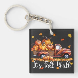 It's Fall Y'all Pumpkin Truck Autumn Tree Fall Key Ring