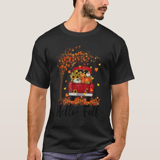 It's Fall Y'all Pumpkin Truck Autumn Tree Hello Fa T-Shirt (Front)