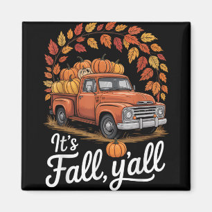 Its Fall Yall Pumpkin Truck Autumn Tree Hello Fall Magnet