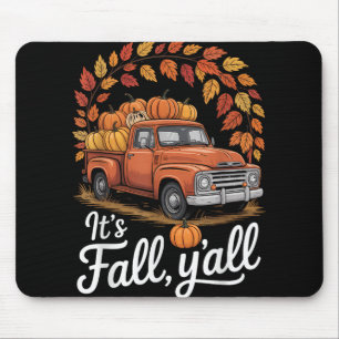 Its Fall Yall Pumpkin Truck Autumn Tree Hello Fall Mouse Mat