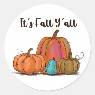 It's Fall Y'all Pumpkins Classic Round Sticker