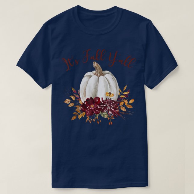 Its Fall Yall Pumpkins floral graphic Autumn Women T-Shirt (Design Front)