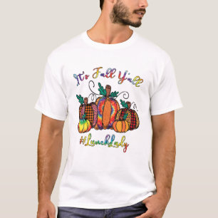 It's Fall Y'all Pumpkins Lunch Lady Tie Dye Leopar T-Shirt