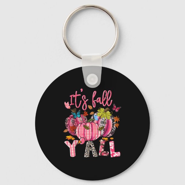 It's Fall Y'all Pumpkins Nk Ribbon Breast Cancer A Key Ring (Front)