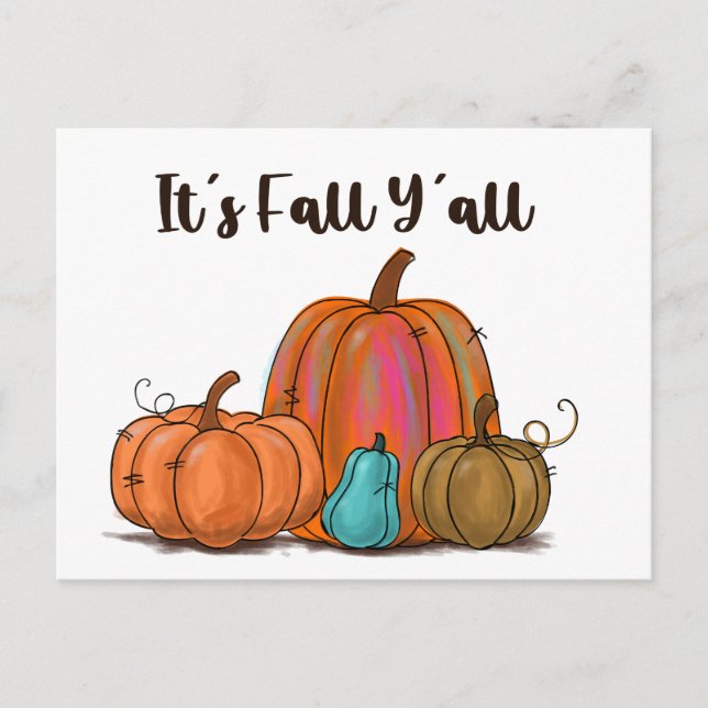 It's Fall Y'all Pumpkins Postcard (Front)